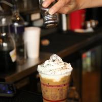 Creamy Vanilla Iced Coffee · French Truck cold brewed coffee with vanilla syrup, milk & cream, topped with whipped cream ...