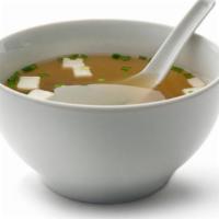 Miso Soup · Miso paste, silken tofu, and seaweed.