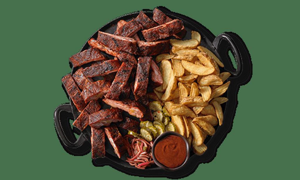 Southside Rib Tips Til Payday · Five pounds of tips and two pounds of Famous Fries. Serves 4-6. Does not include Corn Bread Muffin or  choice of sides.