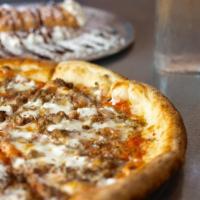 Meat Pizza · Fresh pizza sauce, Italian sausage, meatballs, pepperoni, prosciutto di parma, buffalo mozza...