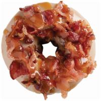 Bacon in the Sun · Maple icing with chopped bacon & salted caramel drizzle