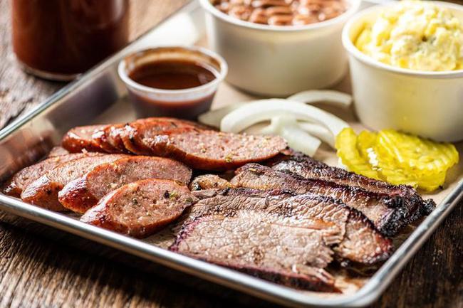 2 MEAT PLATE · 2 choices of meat (Quarter pound each, half pound total) with choice of 2 sides (pork ribs will include 2 ribs)
