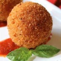 RICE BALL (2 ) · Serving of 2. Home made! Stuffed with ground beef, peas and mozzarella cheese with a crunchy...