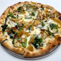 Garden St Pizza · Broccoli rabe, artichokes, eggplant, onions, 
mozzarella, cherry peppers, reggiano