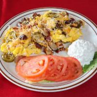 Bacon, Sausage and Jalapeno Peppers Scramble · 