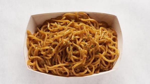 Garlic Noodles · Thick egg noodles.