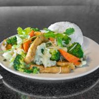 15G. Vegetarian Rice Plate · Broccoli, cauliflower, carrot, bean sprouts & fried tofu.