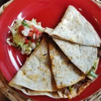 Cheese Quesadilla · Cotija and shredded cheese with lettuce and pico de gallo