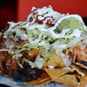 Sabor Nachos · Tortilla chips, choice of protein, refried or black beans, queso, lettuce,
sour cream, pico,...