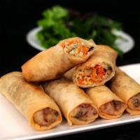 A3. Cha Gio · Homemade fried crispy spring rolls stuffed with pork, carrots and taro, served with fish sauce