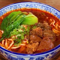 Beef Noodle Soup · Spicy. Beef shank, baby bok choy, and green onion.