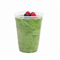 Immune Boost Smoothie (GF, V)  · Orange, pineapple, spinach, spirulina, banana, fresh ginger, dates, topped with berries.