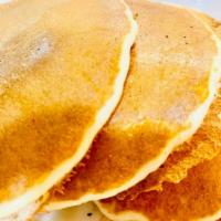 Pancakes · Three pieces of pancakes.