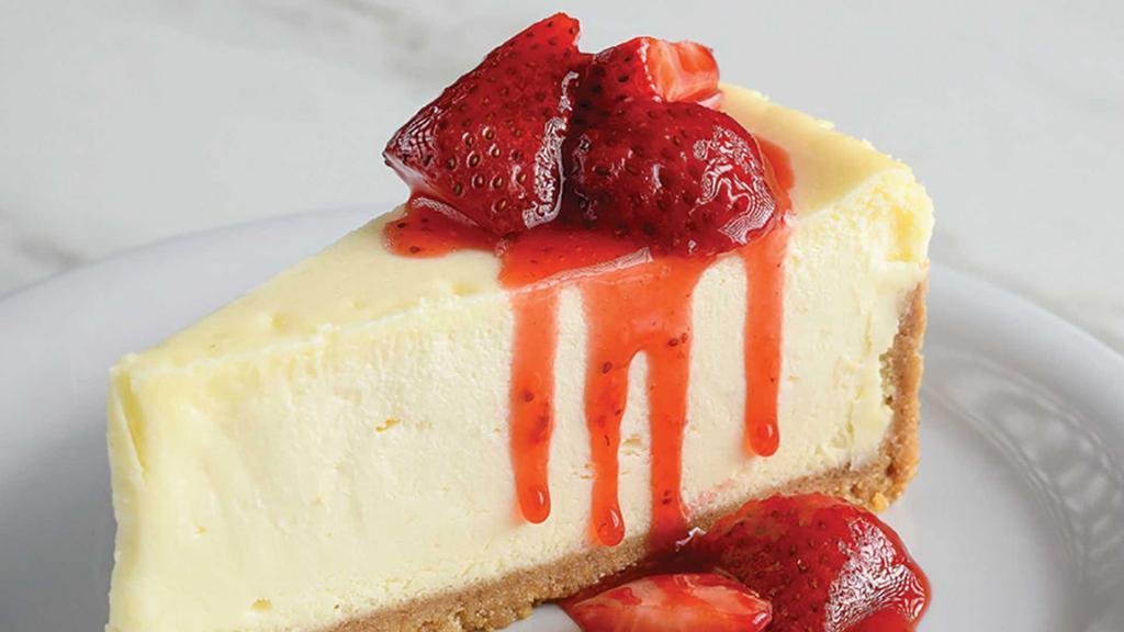 Cheesecake Factory Cheesecake  · Choice of New York Style Cheesecake with Strawberries or Triple Chocolate Cheesecake topped with Ghirardellii® Chocolate Sauce.