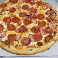 3 Meat Combo Pizza · Beef, sausage and pepperoni with 3 cheese blend.