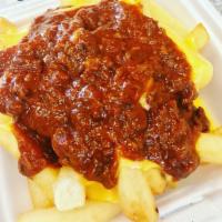 Chili Cheese Fries · Chili Cheese Fries With “No Beans” Can Add Raw Onion, or Make them Spicy Please Specify