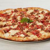 Brooklyn Bridge Pizza · Oven-roasted red peppers, creamy ricotta cheese and hand pinched Italian sausage, a top our ...