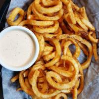 Curly Fries · Served with chipotle ranch.