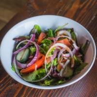 Tossed Salad · Spring mix, tomato, red onion, cucumber and balsamic dressing.