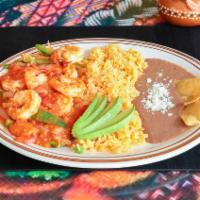 Camarones a la Mexicana Platter · Mexican style shrimp.