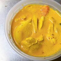 Yellow Curry · Yellow curry paste, coconut milk, potatoes, sweet potatoes and onions. (spicy)