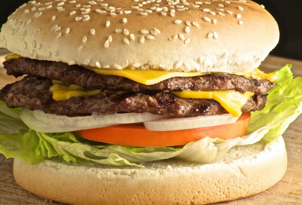 Double Cheeseburger · Double ¼ lb. patty and cheese with lettuce, tomato, onion & 1000 Islands dressing