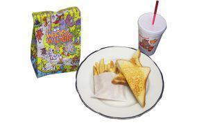  Kids Grilled Cheese · Grilled white bread and American cheese, French fries, a drink and a fun toy.