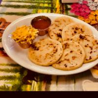 Order of 5 Pupusas · 5 pupusas made of a thick corn tortilla. Served with pickled cabbage and salsa.