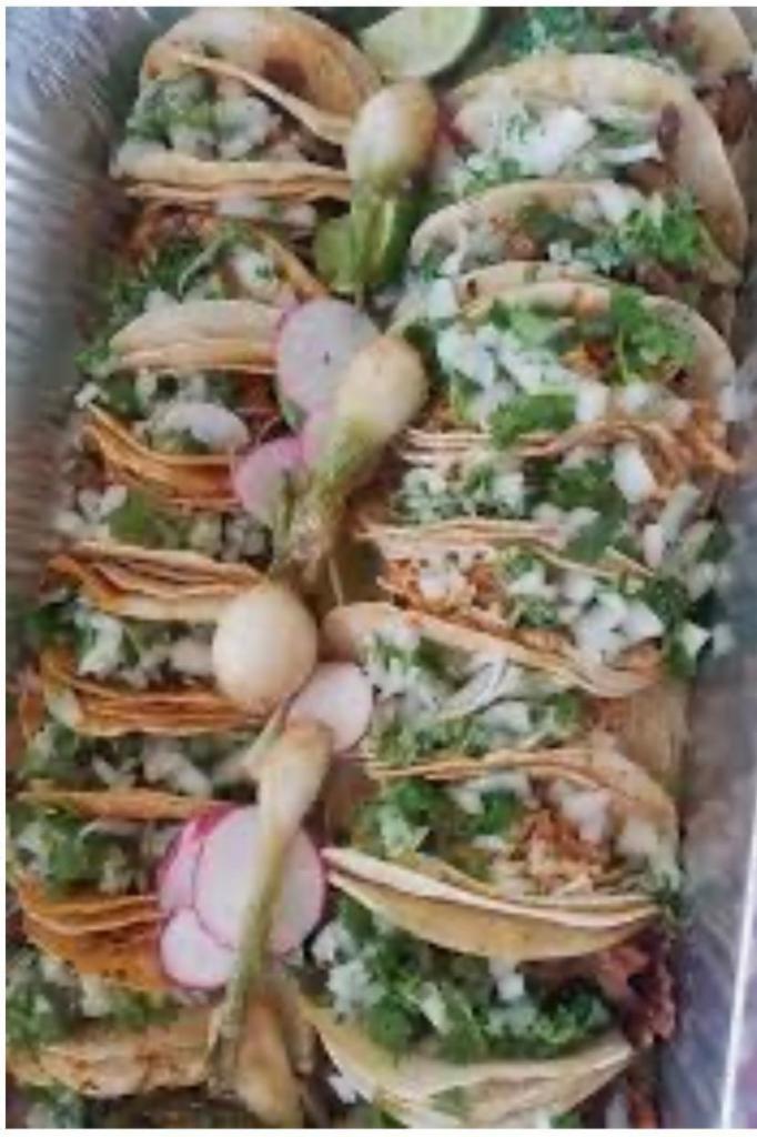 25 Fiesta Party Special Platter · 25 tacos of your choosing. If different kind of meats are ordered, please specify quantity as you would like to fill order.
