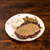 Hamburger Steak · A 10 oz patty of our flavorful ground certified Angus beef smothered in a sweet onion and mu...