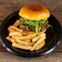 8 oz. Corey's Burger · Beef patty with bacon, American cheese, lettuce and sauteed mushrooms and onions. Served wit...