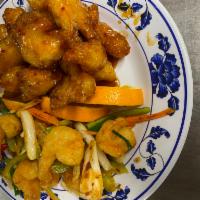 Dragon and Phoenix Special 龙凤配 · General tso's chicken and salt and pepper shrimp. Hot and spicy.