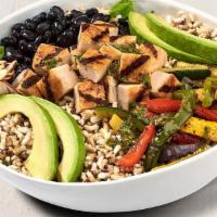 Cilantro Lime Quinoa Bowl · Your choice of seafood, grilled all-natural chicken or steak, or grilled veggies atop our ne...