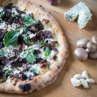 DiManzo Pizza · Filet mignon, Gorgonzola sauce, portabella, fresh mozzarella, caramelized onions, garlic oil...