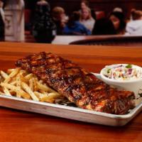 Big Red's IPA Baby Back Ribs · Slow-braised in Big Red’s IPA and spices, Ram BBQ sauce, coleslaw, fresh-cut fries.
