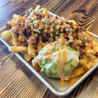 madre fries · french fries / choice of meat / pico / queso / guac / chipotle aiol