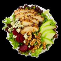 Washington State Bowl · Chicken, Apples, Crushed Walnuts, Beets, Bleu Cheese Crumbles, Arcadian Mix.
Recommended dr...
