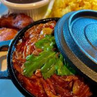 Ropa Veja · Shredded Braised Beef in tomatoes, green olives, bell peppers, onions, served with rice, bla...