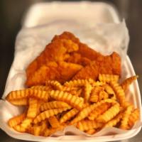 Chicken Tenders and Fries · Five crispy chicken tenders and a full pound of golden french fries cooked up to crispy perf...
