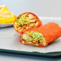 Buffalo Chicken Wrap · A local Favorite crispy chicken tenders served in our tomato basil wrap dressed our house ma...