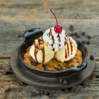Native Chocolate Chip Cookie Sundae · Served with vanilla ice cream, whipped cream, chocolate drizzle and a cherry on top.