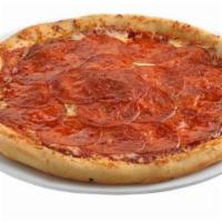 Classic Pepperoni Pizza · Our handcrafted dough and legendary pizza sauce covered with pepperoni and mozzarella cheese.