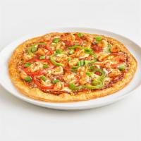 Shrimp on Fire Thin Crust Pizza · Nashville hot sauce topped with Cajun grilled shrimp, red and green bell peppers, mozzarella...
