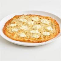 NY White Thin Crust Pizza · Alfredo sauce with creamy ricotta cheese, oregano, garlic, and mozzarella. Vegetarian.
