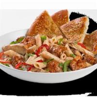 Creamy Cajun Pasta · Sausage, chicken, and shrimp sautéed with bell peppers and penne pasta tossed in a Cajun cre...