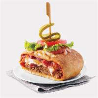 The Pizzaburger · A cheeseburger wrapped in a pepperoni pizza, stuffed with bacon, mozzarella, and pizza sauce...