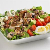 Chicken Cobb Entree Salad · Grilled chicken with fresh mixed greens, generously topped with avocado, bleu cheese, bacon,...