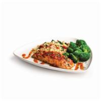Asian-Glazed Salmon · Grilled 8 oz. salmon filled topped with our sweet Asian glaze. Served with broccoli and hous...