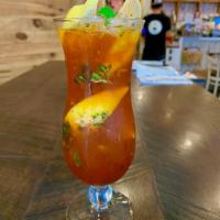 Thai tea mojito · Refreshing mint leaf and lime wedges which great combination with homemade thai iced tea style