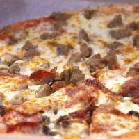 All Meat Classic Pizza · Pizza sauce, topped with mozzarella cheese, pepperoni, ham, Italian sausage, ground beef, an...